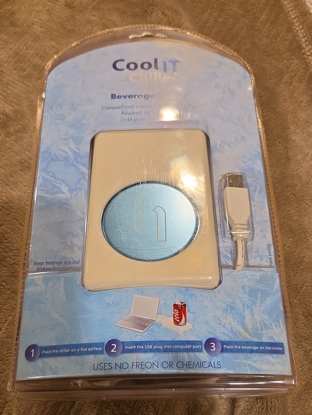 USB Beverage Cooler - White with Blue Accent